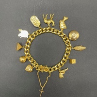 Ladies 22ct Yellow Gold Curb Link Charm Bracelet