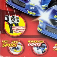 Hot Trax 1:32 RC Slot Car Racing Set Subaru Rally Cars 8m Track Lights
