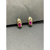 Ladies 9ct Yellow Gold Gemstone Stud Earrings
