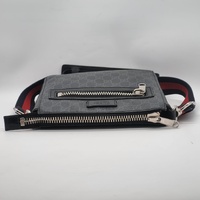 Gucci GG Supreme Black Coated Canvas Flat Messenger Bag with Adjustable Strap