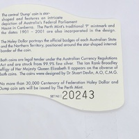 Perth Mint 1901-2001 Centenary Holey Dollar and Dump Set 20243 COA Silver Rare