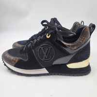 Louis Vuitton Run Away Sneakers Womens 36 Black Suede with Certificate