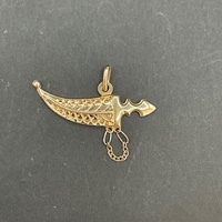 Unisex 9ct Yellow Gold Sword Pendant
