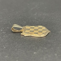 Unisex 9ct Yellow Gold Checkered Shield Pendant