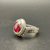 Ladies 18ct White Gold  Red Ruby and Diamonds Ring