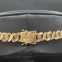 Mens 9ct Yellow Gold Diamond Cut Curb Link Necklace