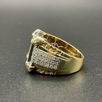 Mens 9ct Yellow Gold Natural Diamond Cluster Ring