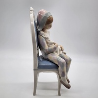 Lladro 1229 Young Harlequin Porcelain Figurine Retired Boy with Cat on Chair