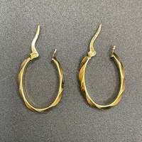 Ladies 9ct Yellow Gold Oval Hoop Earrings