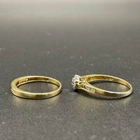 Ladies 18ct Yellow Gold 2 Ring Set Natural Diamond Rings