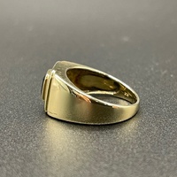 Mens 9ct Yellow Gold Black Gemstone and Diamonds Ring