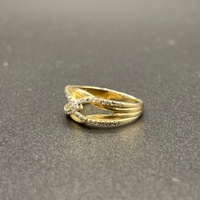 Ladies 10ct Yellow Gold Natural Diamond Cross Over Ring