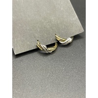 Ladies 9ct Yellow Gold Diamond Hoop Earrings