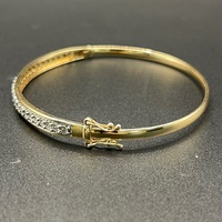 Ladies 9ct Yellow Gold Natural Diamond Oval Bangle