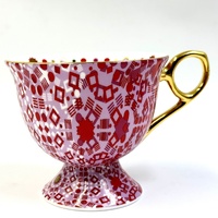 T2 Pink Moroccan Fine Bone China Tea Cup Set with Gold Accents