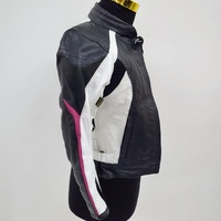 RJays Sapphire XS Ladies Motorcycle Jacket Black White Pink Leather