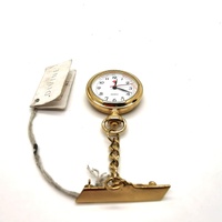 Divine Classic Gold Nurse Fob Watch 15 Pulsations White Dial with Chain Unisex
