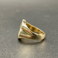 Mens 9ct Yellow Gold Dollar Sign Diamond Ring