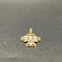 Ladies 9ct Two Tone Gold Cross Pattern Pendant