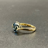 Ladies 14ct Yellow Gold Blue Gemstone Ring