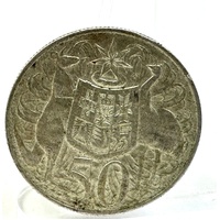 Australian 1966 50 Cent Coin Elizabeth II Round Silver Coin AU Mint