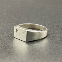 Mens 925 Sterling Silver CZ Signet Ring