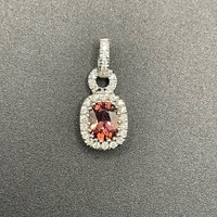 Ladies 18ct White Gold Pink Stone & Diamond Pendant