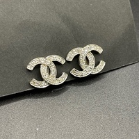 Ladies 14ct White Gold CC Diamond Stud Earrings