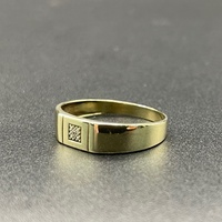 Mens 9ct Yellow Gold Diamond Signet Ring