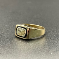 Mens 9ct Yellow Gold Diamond Signet Ring