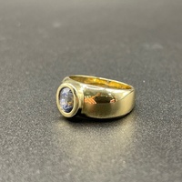 Ladies 14ct Yellow Gold Blue Gemstone Ring