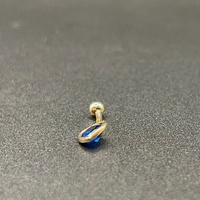 Ladies 9ct Yellow Gold Heart Blue Gemstone Navel Belly Ring