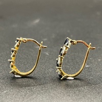 Ladies 9ct Yellow Gold Diamond & Sapphire Oval Hoop Earrings