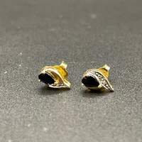Ladies 9ct Yellow Gold Blue Sapphire & Diamond Stud Earrings