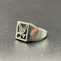 Mens 925 Sterling Silver Eagle Diamond Ring