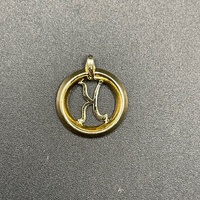 Ladies 9ct Yellow Gold Cubic Zirconia Letter K Round Pendant