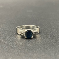 Ladies 18ct White Gold Blue Sapphire & Diamond Ring