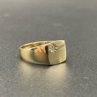 Mens 9ct Yellow Gold Natural Diamond Signet Ring