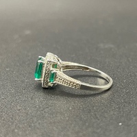 Ladies 9ct White Gold Blue Green Stone & Diamond Ring