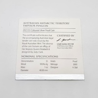 2023 $5 Emperor Penguin 1oz Silver Proof Coin Coloured Royal Australian Mint