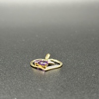 Ladies 9ct Yellow Gold Purple Stone Heart Pendant