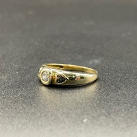 Ladies 9ct Yellow Gold Blue Gemstone and CZ Ring