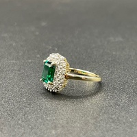 Ladies 9ct Yellow Gold Green Gemstone & Diamond Ring