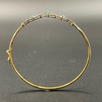 Ladies 9ct Yellow Gold Blue Stone Trifari Bangle