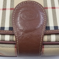 Vintage BURBERRY Haymarket Check Coated Canvas Crossbody Saddle Bag Authenticated