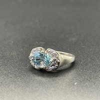 Ladies 925 Sterling Silver Blue & Purple Gemstone Ring