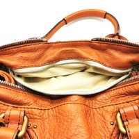 Chloe Paddington Orange Leather Handbag Gold Tone Hardware with Padlock and Key