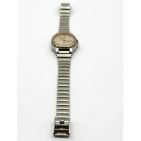 Seiko Quartz Octagonal Mens Day Date Champagne Dial Steel Bracelet