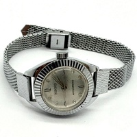 Nikko Ladies Antimagnetic Watch Silver Tone Case Mesh Strap Crystal Markers