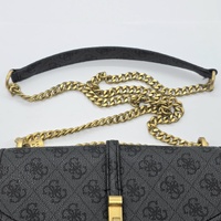 GUESS Black Logo Convertible Crossbody Shoulder Bag Gold Hardware